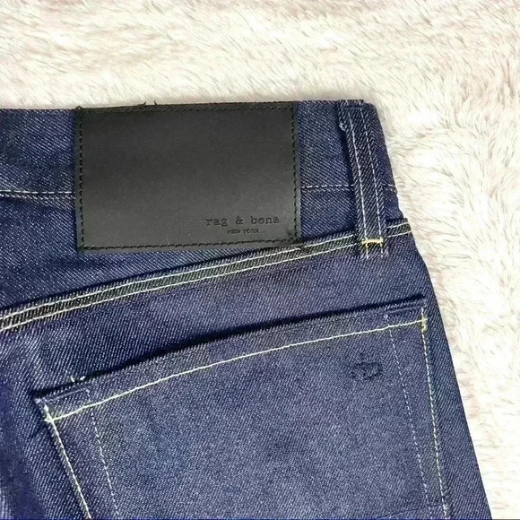NWT Rag & Bone Fit 2 Raw Dark Wash Denim Slim Fit Full-Length Jeans Size 27/33 - Picture 8 of 14